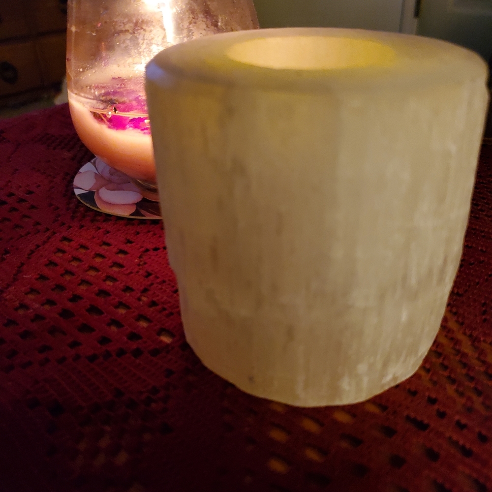 3in Selenite tealight /candle holder